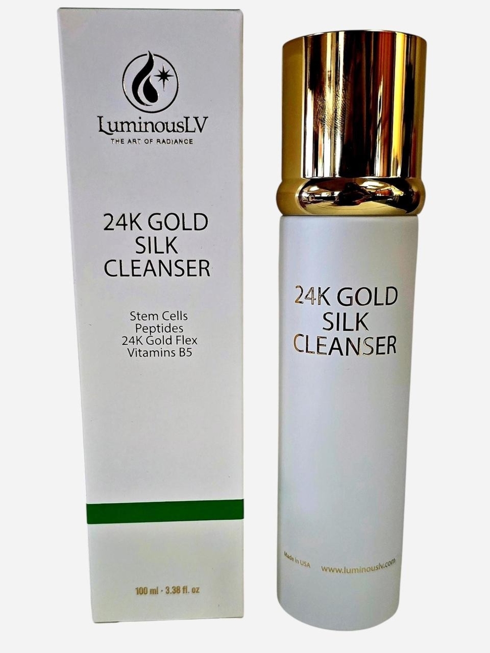 LuminousLV 24K Gold Silk Cleanser + Stem Cells, Peptides, Gold Flex, & Vitamins